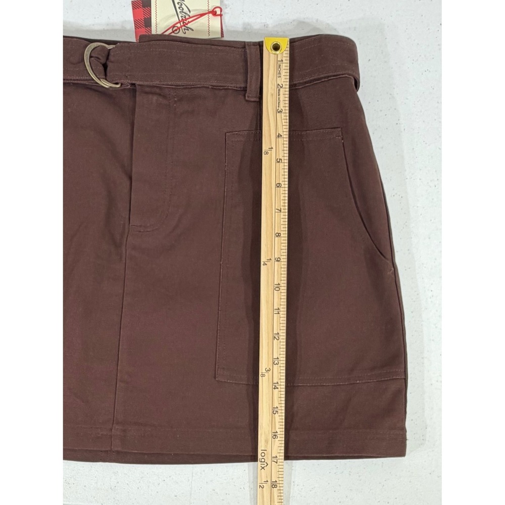 Woolrich Belted Mini Skirt Size Large Brown NEW Cotton Utility Canvas‎ Pocket - Picture 6 of 9